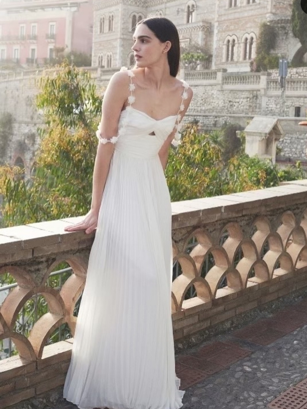 Self Portrait - White Chiffon Flower Maxi Dress - 10